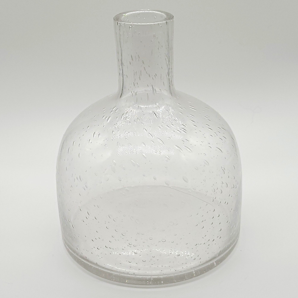 Vintage Clear Seeded Glass Vase Bubble Balloon Bottle Textured Decorative 8x6